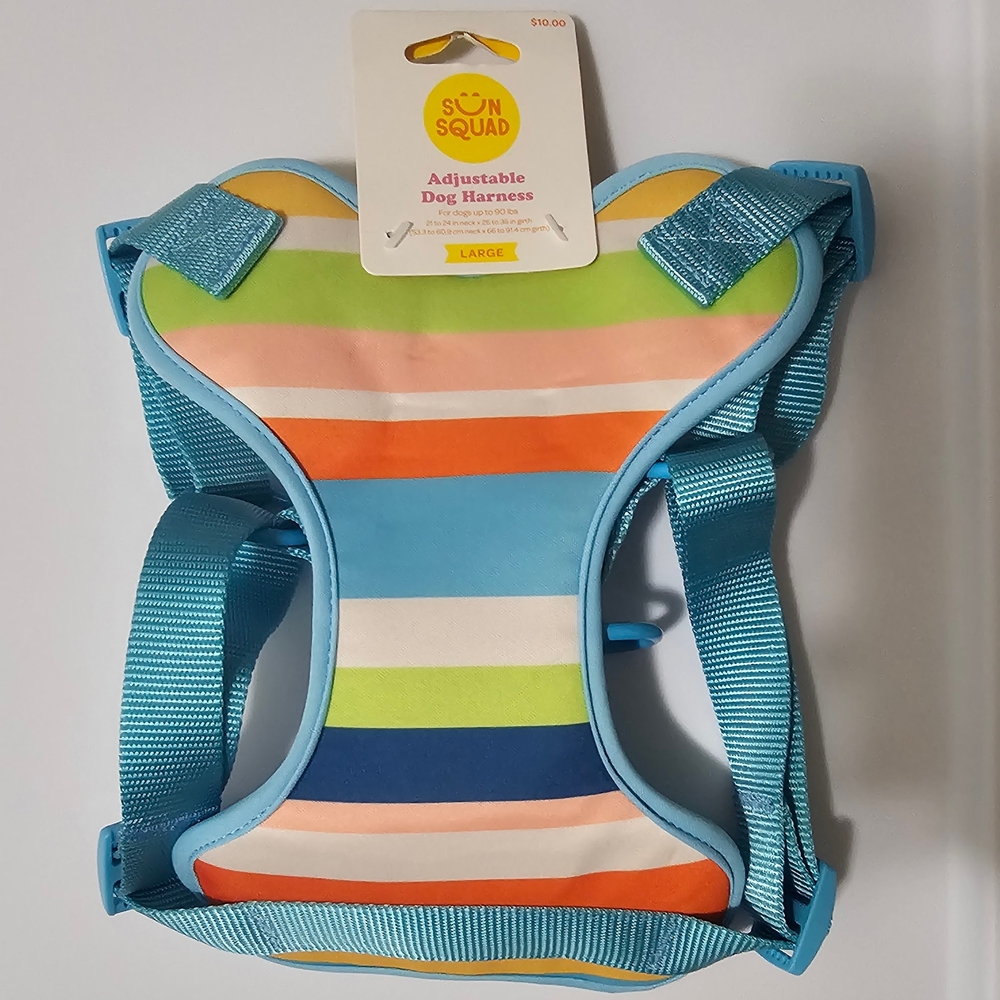 Target Blue and Orange Dog Harness with Adjustable Straps Size: Large